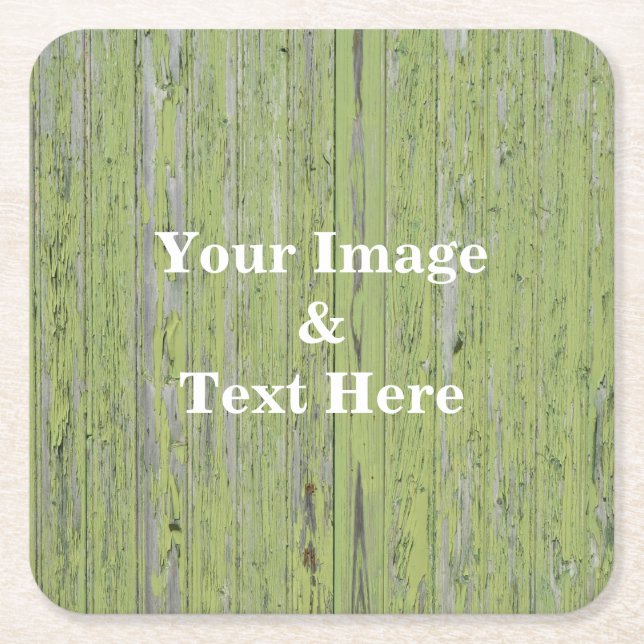 Personalized Custom Your Own Photo Wooden Square Paper Coaster (Front)