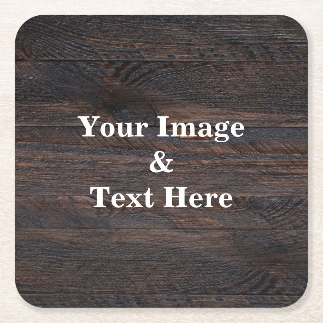 Personalized Custom Your Own Photo Wooden Square Paper Coaster (Front)