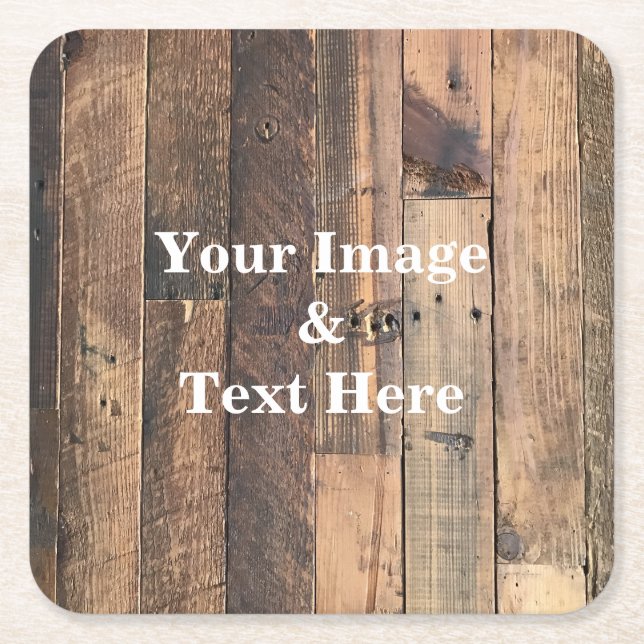 Personalized Custom Your Own Photo Wooden Square Paper Coaster (Front)