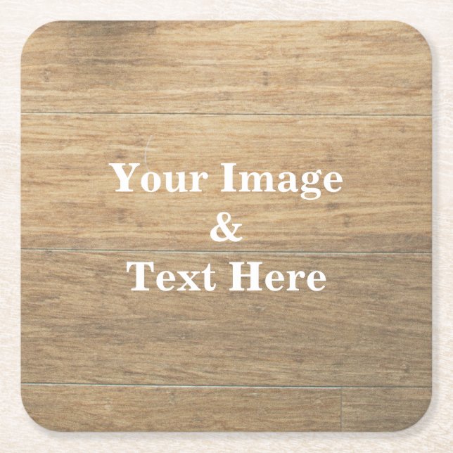 Personalized Custom Your Own Photo Wooden Square Paper Coaster (Front)