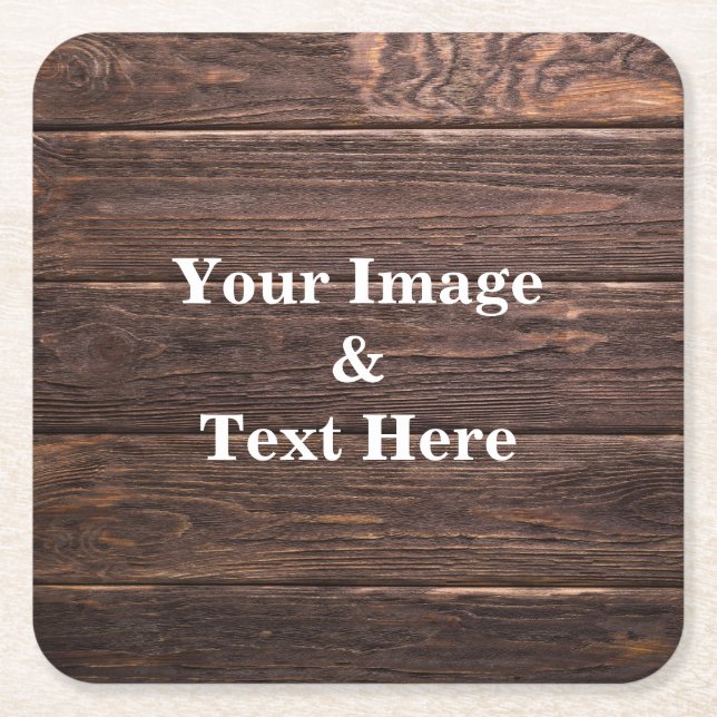 Personalized Custom Your Own Photo Wooden Square Paper Coaster (Front)