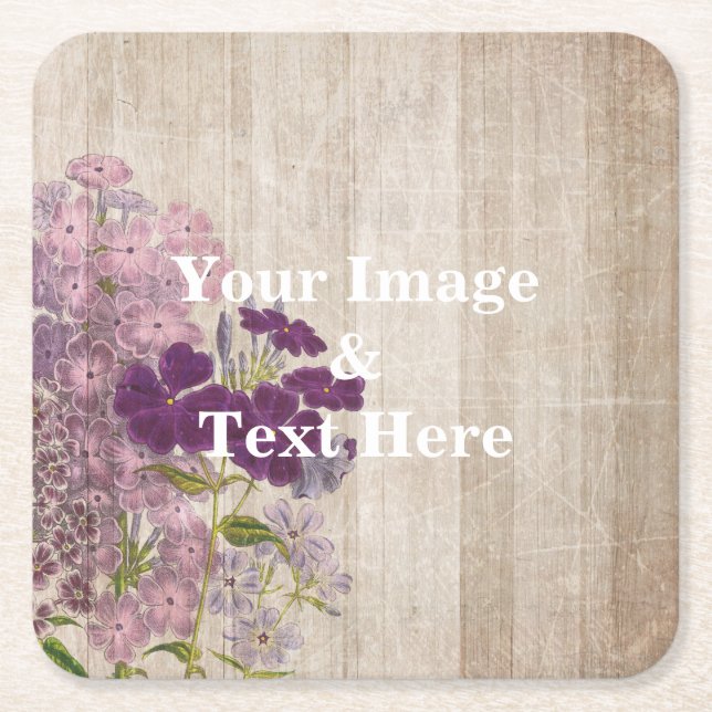 Personalized Custom Your Own Photo Wooden Square Paper Coaster (Front)