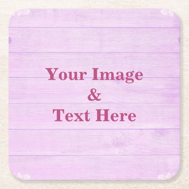 Personalized Custom Your Own Photo Wooden  Square Paper Coaster (Front)