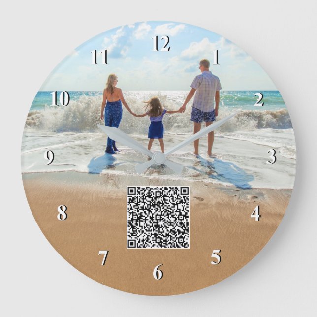Personalized Custom Your Photo Clock with QR Code (Front)