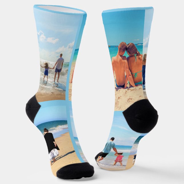 Personalized Custom Your Photo Collage Socks (Angled)