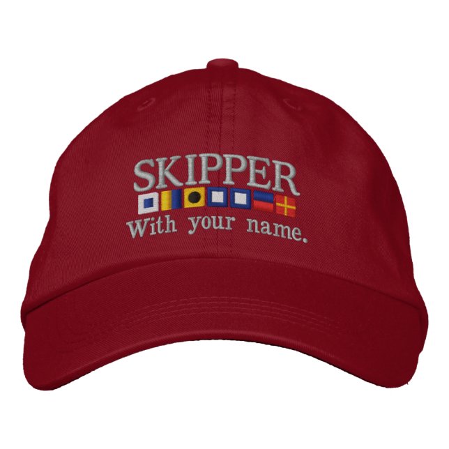 Personalized Custom Your Skipper Nautical Flags Embroidered Hat (Front)