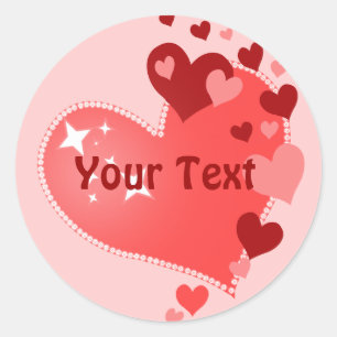 Personalized Customizable Hearts Classic Round Sticker