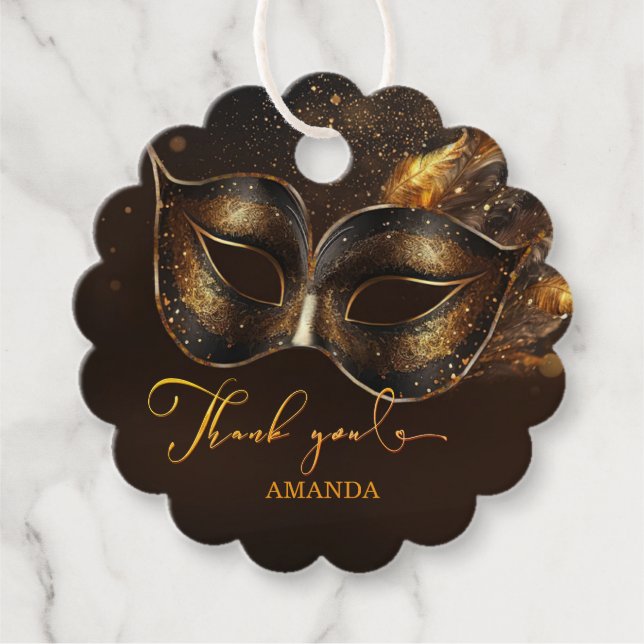 Personalized Customizable Masquerade Favour Tag (Front)