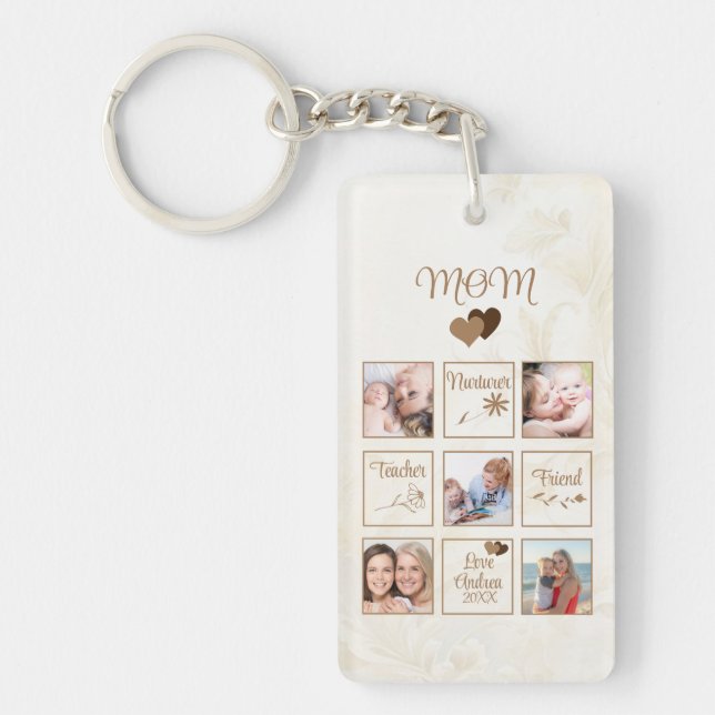 Personalized Customizable Mothers Day Photo  Keychain (Front)