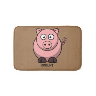 Personalized customized Animal Pig Blue Bath Mat
