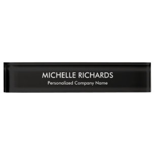 Personalized Customized Elegant Black & White Nameplate