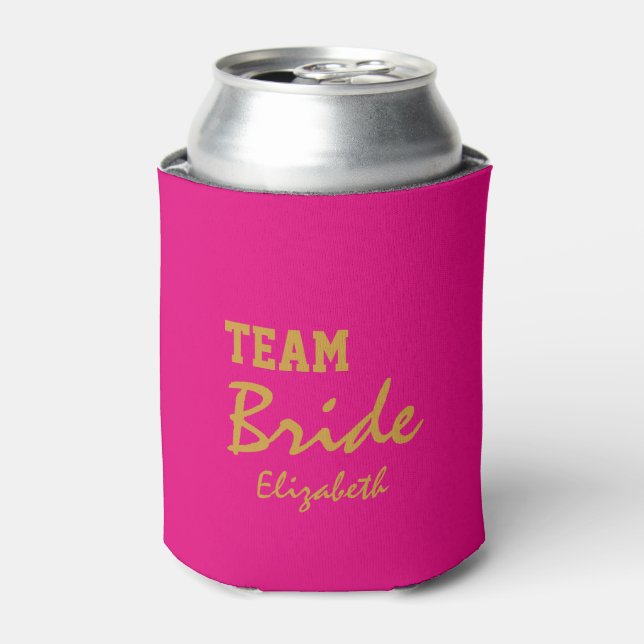 Personalized Customized Gold Heart Bride Can Cooler (Can Front)