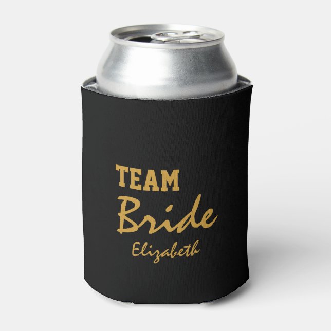 Personalized Customized Gold Heart Bride Can Cooler (Can Front)