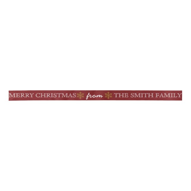 Personalized Customized Merry Christmas Satin Ribbon (Front)