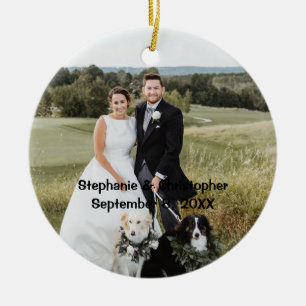 Personalized Customized Wedding Photo Christmas Ceramic Ornament