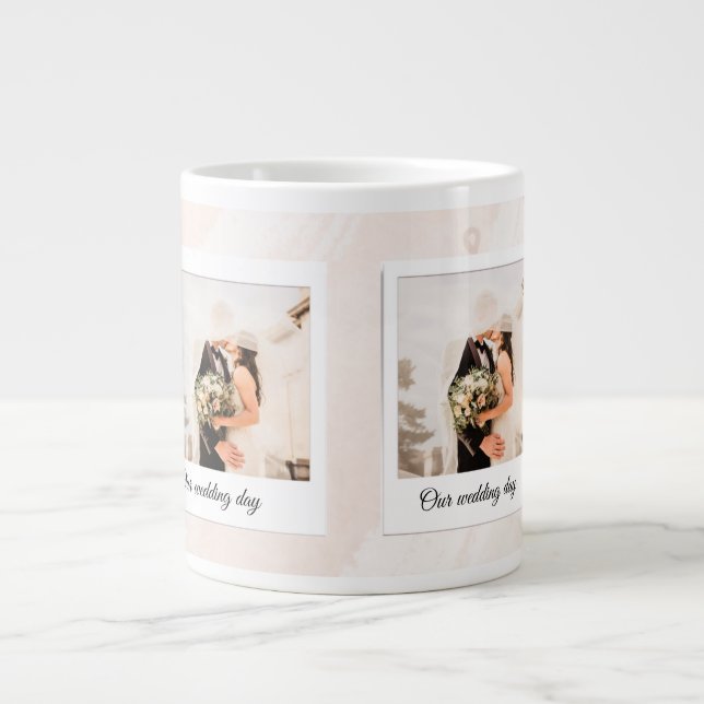 Personalized Customized Wedding Photo  Large Coffee Mug (Front)