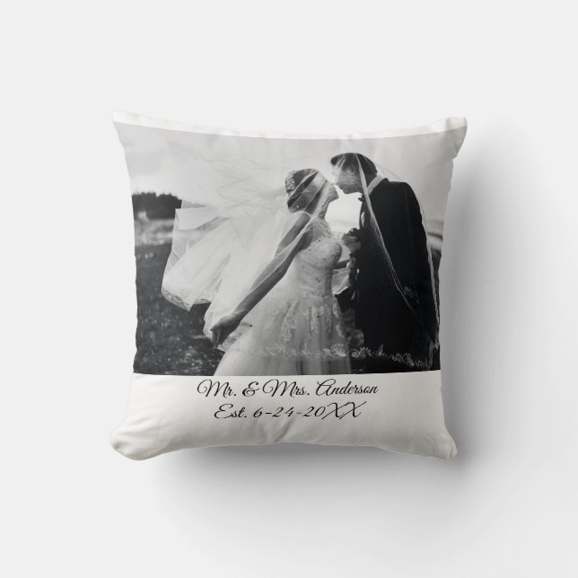 Personalized Customized Wedding Photo Throw Pillow (Front)
