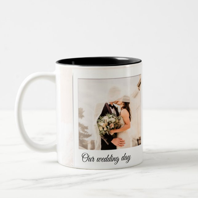 Personalized Customized Wedding Photo  Two-Tone Coffee Mug (Left)