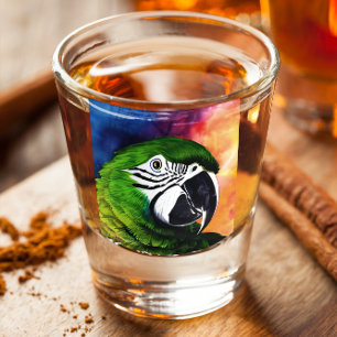 Personalized Cute AI Generated Parrot Shot Glass