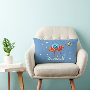 Personalized Cute Alien Spaceship Lumbar Pillow