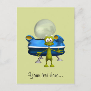 Personalized Cute Alien UFO Space Cartoon Postcard