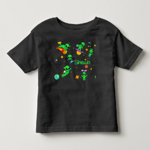 Personalized Cute Aliens in Space Toddler T-shirt