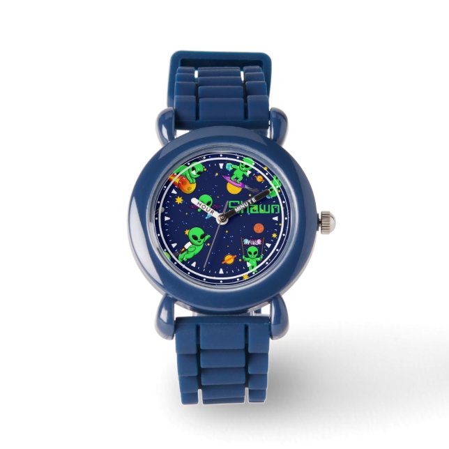 Personalized Cute Aliens in Space Watch (Front)