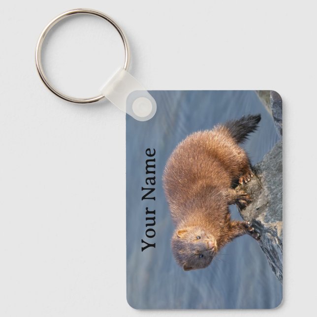 Personalized Cute American Mink Keychain (Front)