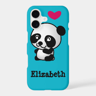 Personalized cute and happy panda bear with heart.