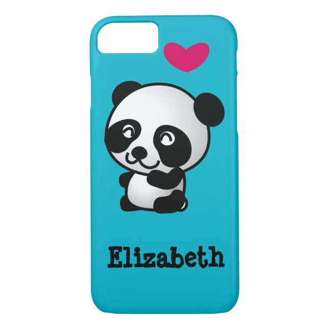 Personalized cute and happy panda bear with heart. Case-Mate iPhone case (Back)