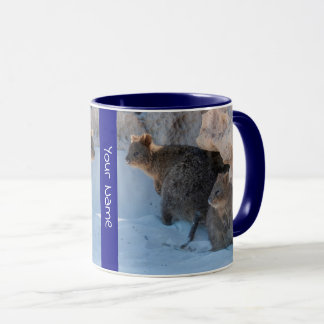 Personalized Cute and Happy Quokkas on the Beach Mug