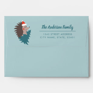 Personalized Cute and Modern Hedgehog Christmas Envelope