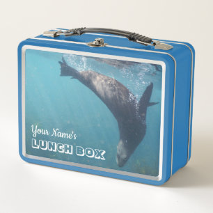 Personalized cute and playful Australian Fur Seal Metal Lunch Box