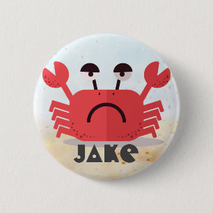 Personalized Cute and Simple Crabby Crab 2 Inch Round Button