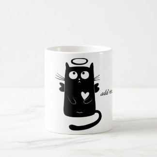 Personalized Cute Angel Black Cat Coffee Mug