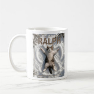 Personalized Cute Angel Cat Photo & Name Coffee Mug