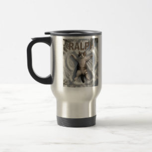 Personalized Cute Angel Cat Photo & Name Travel Mug