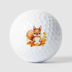 Personalized Cute Animal Squirrel Autumn Leaves  Golf Balls