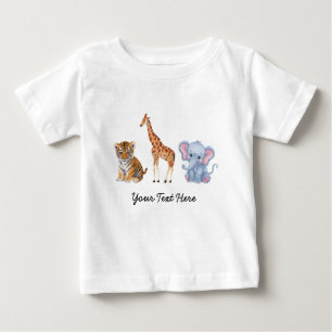 Personalized Cute Animals elephant Tiger Giraffe   Baby T-Shirt