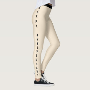 Personalized Cute Anniversary Day Champagne Gold Leggings