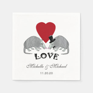 Personalized Cute Armadillos in Love Napkin