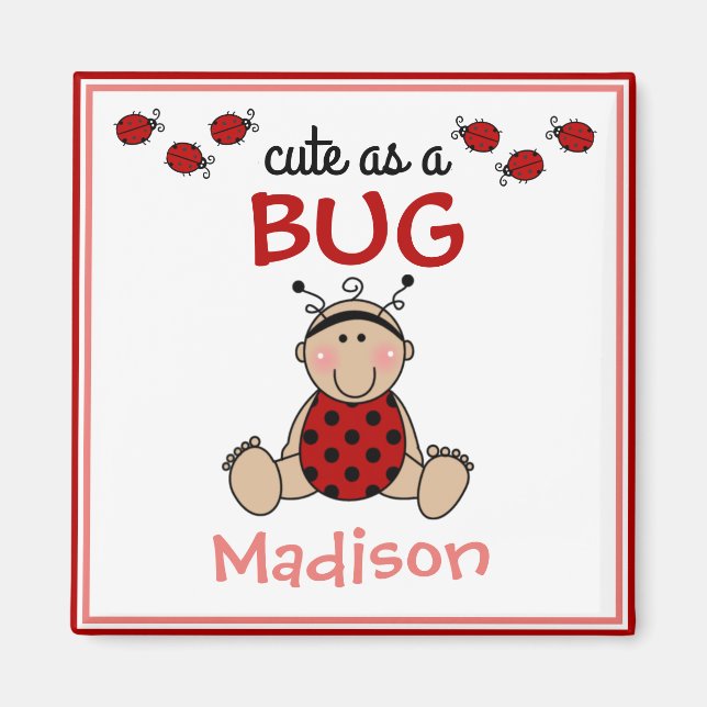 Personalized Cute as a Bug-Ladybug Magnet (Front)