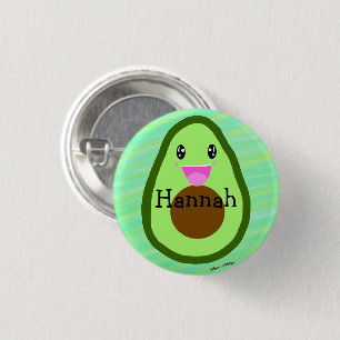 Personalized Cute Avocado Guacamole Lover 1 Inch Round Button