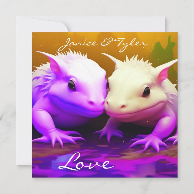 Personalized Cute Axolotl Couple Love AI art (Front)