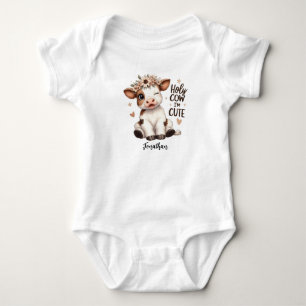 Personalized Cute Baby Animal Holy Cow One-Piece Bodysuit
