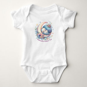 Personalized Cute Baby Bird Sleeping on Moon Bodysuit