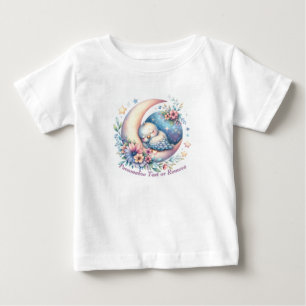 Personalized Cute Baby Bird Sleeping on Moon T-Shirt