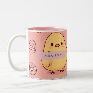 Personalized Cute Baby Chicks Pattern Two-Tone Coffee Mug