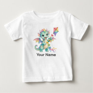 Personalized Cute Baby Dragon Flying Kite Kids T-Shirt