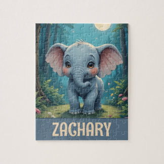 Personalized Cute Baby Elephant Whimsical Jigsaw Puzzle